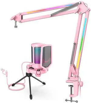 VoltSync USB Condenser Microphone & RGB Microphone Boom Arm Bundle, Gaming PC Mic with Quick Mute, Metal Suspension Mic Stand with Adapter for Streaming, Podcasting-A6VP+BM38P VoltSync USB Condenser Microphone & RGB Microphone Boom Arm Bundle, Gaming PC Mic with Quick Mute, Metal Suspension Mic Stand with Adapter for Streaming, Podcasting-A6VP+BM38P