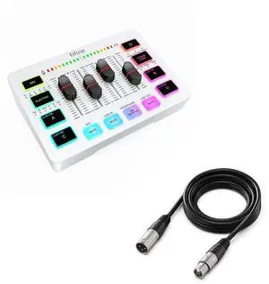 VoltSync Audio Mixer and XLR Cable, PC Gaming Mixer with XLR Microphone Interface, Volume Fader, Individual Control Channels, Audio Cable with Balanced 3 PIN for Streaming Recording Podcast(SC3W+L9) VoltSync Audio Mixer and XLR Cable, PC Gaming Mixer with XLR Microphone Interface, Volume Fader, Individual Control Channels, Audio Cable with Balanced 3 PIN for Streaming Recording Podcast(SC3W+L9)