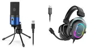 VoltSync External Microphone for Laptop and PS4 Headset, USB Computer Mic with Gain Control,Gaming Headset with 7.1 Surround Sound for Streaming Recording YouTube Video for Mac/PC/PS4/PS5 (K669L+H6) VoltSync External Microphone for Laptop and PS4 Headset, USB Computer Mic with Gain Control,Gaming Headset with 7.1 Surround Sound for Streaming Recording YouTube Video for Mac/PC/PS4/PS5 (K669L+H6)