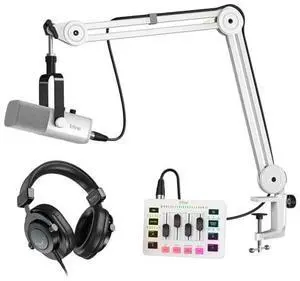 VoltSync Dynamic Gaming Equipment Set for Recording, Podcast, XLR Mic, Gaming Mixer, Heavy Duty Boom Arm, 3.5mm/6.35mm Studio Headphones with XLR Cable Bundle for Vocal, Voice-Over, YouTube VoltSync Dynamic Gaming Equipment Set for Recording, Podcast, XLR Mic, Gaming Mixer, Heavy Duty Boom Arm, 3.5mm/6.35mm Studio Headphones with XLR Cable Bundle for Vocal, Voice-Over, YouTube