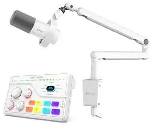 VoltSync Recording Microphone with Audio Mixer and Low Profile Arm Stand Bundle, Podcast Mic with Metal Boom Arm, Audio Mixer with 48V Phantom Power for Gaming Studio-K688W+BM88W+SC8W VoltSync Recording Microphone with Audio Mixer and Low Profile Arm Stand Bundle, Podcast Mic with Metal Boom Arm, Audio Mixer with 48V Phantom Power for Gaming Studio-K688W+BM88W+SC8W