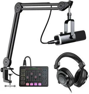 VoltSync XLR/USB Microphone Set with Gaming Audio Mixer, Metal Sturdy Mic Arm Stand, Over-Ear Wired Headphone for Streaming, Podcast, Recording VoltSync XLR/USB Microphone Set with Gaming Audio Mixer, Metal Sturdy Mic Arm Stand, Over-Ear Wired Headphone for Streaming, Podcast, Recording