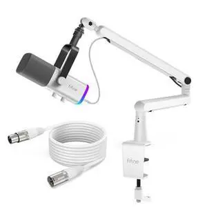 VoltSync Streaming Mic with XLR Cable and Low Profile Arm Set, XLR Dynamic Micophone with Tap-to-Mute, RGB Light, 9.8ft Balanced Cable,Adjustable Boom Arm Kit for Streaming-AM8W+BM88W+L9W VoltSync Streaming Mic with XLR Cable and Low Profile Arm Set, XLR Dynamic Micophone with Tap-to-Mute, RGB Light, 9.8ft Balanced Cable,Adjustable Boom Arm Kit for Streaming-AM8W+BM88W+L9W