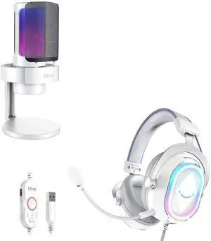 VoltSync USB Condenser Microphone with Gaming Headset Bundle, RGB Mic with Headphone Equipment Set with Monitoring, Game Chat Balance, Control Box, Compatible with PS4/PS5 for Video Streaming-A8W+H13W VoltSync USB Condenser Microphone with Gaming Headset Bundle, RGB Mic with Headphone Equipment Set with Monitoring, Game Chat Balance, Control Box, Compatible with PS4/PS5 for Video Streaming-A8W+H13W