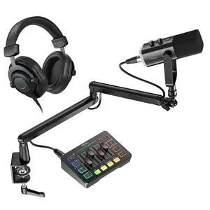 VoltSync Gaming Equipment Bundle with XLR/USB Dynamic Mic, Low Profile Arm, Audio Mixer, Over-Ear Headphones, XLR Cable for Streaming, Podcast, Recording, Vocal, Game Voice VoltSync Gaming Equipment Bundle with XLR/USB Dynamic Mic, Low Profile Arm, Audio Mixer, Over-Ear Headphones, XLR Cable for Streaming, Podcast, Recording, Vocal, Game Voice