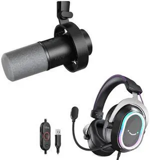 VoltSync Podcast Microphone Set with Wired Headset, USB Dynamic Mic for PC with Gain Knob,Headphone Jack,7.1 Surrouond Sound Headset for PS5, Podcast, Gaming(K688+H13BP) VoltSync Podcast Microphone Set with Wired Headset, USB Dynamic Mic for PC with Gain Knob,Headphone Jack,7.1 Surrouond Sound Headset for PS5, Podcast, Gaming(K688+H13BP)