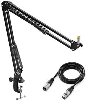 VoltSync Microphone Boom Arm with XLR Cable Bundle, Mic Arm Stand with 3/8 to 5/8 Adapter, Desk Clamp, 10ft Microphone Cable Audio Cord Compatible with XLR Mic, Audio Mixer for Recording (CS1+L9) VoltSync Microphone Boom Arm with XLR Cable Bundle, Mic Arm Stand with 3/8 to 5/8 Adapter, Desk Clamp, 10ft Microphone Cable Audio Cord Compatible with XLR Mic, Audio Mixer for Recording (CS1+L9)