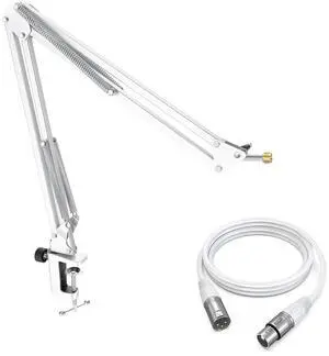 VoltSync Microphone Boom Arm Kit, Metal Suspension Boom Arm Stand with 3/8" to 5/8" Adapter and 10ft Balanced XLR Cable Bundle for Podcasting, Recording & Gaming-CS1W+L9W VoltSync Microphone Boom Arm Kit, Metal Suspension Boom Arm Stand with 3/8" to 5/8" Adapter and 10ft Balanced XLR Cable Bundle for Podcasting, Recording & Gaming-CS1W+L9W
