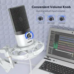 VoltSync USB Recording Microphone Kit, Studio Condenser Microphone for Vocals Music Creation, Voice-Over, Singing with Metal Boom Arm, 16mm Diaphragm, Podcast Mic Set-T669 White VoltSync USB Recording Microphone Kit, Studio Condenser Microphone for Vocals Music Creation, Voice-Over, Singing with Metal Boom Arm, 16mm Diaphragm, Podcast Mic Set-T669 White