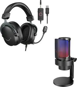 VoltSync Gaming Headset & Mic Kit,USB Condenser Microphone with Quick Mute, RGB Control,3.5mm Monitor Headphone Jack, PC 3.5mm Headset with 7.1 Surround Sound & Control Box for Streaming/PS5-A8+H9 VoltSync Gaming Headset & Mic Kit,USB Condenser Microphone with Quick Mute, RGB Control,3.5mm Monitor Headphone Jack, PC 3.5mm Headset with 7.1 Surround Sound & Control Box for Streaming/PS5-A8+H9