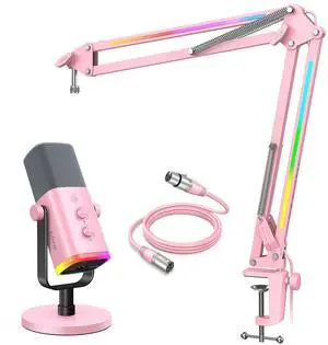 VoltSync XLR/USB Dynamic Microphone, RGB Mic Arm & XLR Cable Bundle, Gaming PC Mic with Headphone Jack, Adjustable Metal Mic Stand and 5.9ft Cord for Streaming, Studio Recording-(AM8P+BM38P+L9CP) VoltSync XLR/USB Dynamic Microphone, RGB Mic Arm & XLR Cable Bundle, Gaming PC Mic with Headphone Jack, Adjustable Metal Mic Stand and 5.9ft Cord for Streaming, Studio Recording-(AM8P+BM38P+L9CP)