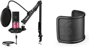 VoltSync Microphone with Arm and Screen Pop Filter, Podcast Microphone Kit-USB PC Computer Recording Microphone, Condenser Mic Set for Streaming, Gaming, Voice-Over,with Shock Mount (T669R+U1) VoltSync Microphone with Arm and Screen Pop Filter, Podcast Microphone Kit-USB PC Computer Recording Microphone, Condenser Mic Set for Streaming, Gaming, Voice-Over,with Shock Mount (T669R+U1)