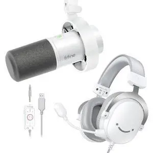 VoltSync USB PC Podcast Microphone Bundle with Gaming Headset, XLR/USB Dynamic Mic with Tap-to-Mute, 3.5mm Headphones Jack, Streaming Over-Ear Wired Headphones for PC PS4/5 Game Console (K688W+H9W) VoltSync USB PC Podcast Microphone Bundle with Gaming Headset, XLR/USB Dynamic Mic with Tap-to-Mute, 3.5mm Headphones Jack, Streaming Over-Ear Wired Headphones for PC PS4/5 Game Console (K688W+H9W)