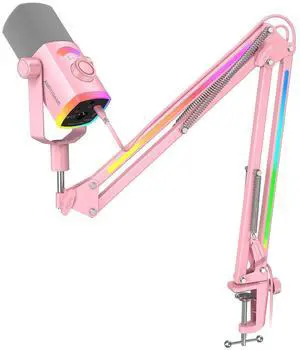 VoltSync XLR/USB Gaming Microphone Kit with Boom Arm Stand, RGB Streaming Mic for Computer Compatible with PC/PS4/PS5, Podcast Mic Set with Headphone Jack, Volume Knob, Mute-AmpliGame AM8PROT Pink VoltSync XLR/USB Gaming Microphone Kit with Boom Arm Stand, RGB Streaming Mic for Computer Compatible with PC/PS4/PS5, Podcast Mic Set with Headphone Jack, Volume Knob, Mute-AmpliGame AM8PROT Pink