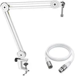 VoltSync Microphone Boom Arm Kit, Metal Heavy Duty Mic Stand with 3/8" to 5/8" Threads Screw & 10ft Balanced XLR Cable for Podcasting Recording, Streaming & Recording-BM63W+L9W VoltSync Microphone Boom Arm Kit, Metal Heavy Duty Mic Stand with 3/8" to 5/8" Threads Screw & 10ft Balanced XLR Cable for Podcasting Recording, Streaming & Recording-BM63W+L9W