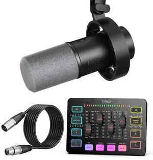 VoltSync Podcast Streaming Set, Dynamic XLR/USB Mic, RGB Gaming Audio Mixer with 48V Phantom Power, 9.8ft XLR Male to Female Cable for Vocal Recording, Voice-Over, Streaming-K688+SC3+L9 VoltSync Podcast Streaming Set, Dynamic XLR/USB Mic, RGB Gaming Audio Mixer with 48V Phantom Power, 9.8ft XLR Male to Female Cable for Vocal Recording, Voice-Over, Streaming-K688+SC3+L9