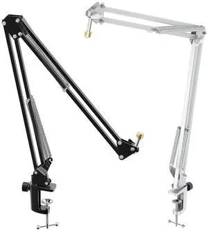 VoltSync Microphone Boom Arm Stand Kit, Suspension Boom Scissor Mic Stand with Desk Clamp, 3/8 to 5/8 Adapter for Recording, Gaming, Podcasting, Home Studio Office-CS1 (Black+White) VoltSync Microphone Boom Arm Stand Kit, Suspension Boom Scissor Mic Stand with Desk Clamp, 3/8 to 5/8 Adapter for Recording, Gaming, Podcasting, Home Studio Office-CS1 (Black+White)