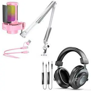 VoltSync Gaming Streaming Microphone with Recording Headphone Kit, USB Condenser Mic with Metal Arm Stand, Pop Filter, 3.5mm Headphones Jack Compatible with Over-Ear Headphone for Podcasting (A8TP+H8) VoltSync Gaming Streaming Microphone with Recording Headphone Kit, USB Condenser Mic with Metal Arm Stand, Pop Filter, 3.5mm Headphones Jack Compatible with Over-Ear Headphone for Podcasting (A8TP+H8)