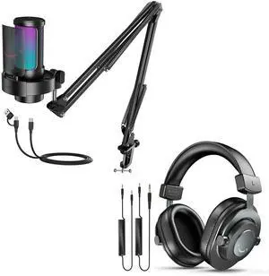 VoltSync USB Gaming Microphone Kit with Studio Recording Headphones Bundle, Condenser PC Mic Set with Headphone Jack, Gain Knob, RGB, Over-Ear Wired Headphones for Streaming, Video Chat (A8T+H8) VoltSync USB Gaming Microphone Kit with Studio Recording Headphones Bundle, Condenser PC Mic Set with Headphone Jack, Gain Knob, RGB, Over-Ear Wired Headphones for Streaming, Video Chat (A8T+H8)