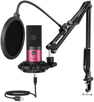 VoltSync Podcast Microphone Kit-USB PC Computer Recording Microphone, Condenser Mic Set for Streaming, Gaming, Voice-Over, Meeting, with Arm Stand, Shock Mount, Pop Filter-T669 Rose Red VoltSync Podcast Microphone Kit-USB PC Computer Recording Microphone, Condenser Mic Set for Streaming, Gaming, Voice-Over, Meeting, with Arm Stand, Shock Mount, Pop Filter-T669 Rose Red