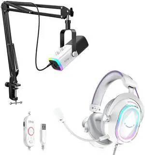 VoltSync XLR/USB Microphone Kit with RGB Gaming Headset Set, Dynamic Mic with Boom Arm, Mute, Monitoring, Over-Ear Headphone with Soft Ear Pads, 7.1 Surround Sound for Streaming, Recording-AM8TW+H13WP VoltSync XLR/USB Microphone Kit with RGB Gaming Headset Set, Dynamic Mic with Boom Arm, Mute, Monitoring, Over-Ear Headphone with Soft Ear Pads, 7.1 Surround Sound for Streaming, Recording-AM8TW+H13WP
