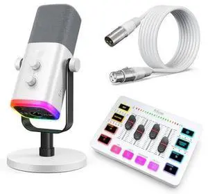 VoltSync Streaming Audio Bundle, Dynamic RGB XLR/USB Microphone with All-in-One Mixer & 10ft Balanced XLR Cable for Gaming, Podcasts, Content Creator & Home Studio Recording-AM8W+SC3W+L9W VoltSync Streaming Audio Bundle, Dynamic RGB XLR/USB Microphone with All-in-One Mixer & 10ft Balanced XLR Cable for Gaming, Podcasts, Content Creator & Home Studio Recording-AM8W+SC3W+L9W