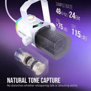 VoltSync Streaming Microphone Kit for Gaming, XLR/USB Dynamic Mic with RGB Boom Arm Stand for Podcast Vocal, PC Microphone with Mute Tap, 3-in-1 Volume Knob, Audio Balance-AmpliGame AM8PROT White VoltSync Streaming Microphone Kit for Gaming, XLR/USB Dynamic Mic with RGB Boom Arm Stand for Podcast Vocal, PC Microphone with Mute Tap, 3-in-1 Volume Knob, Audio Balance-AmpliGame AM8PROT White