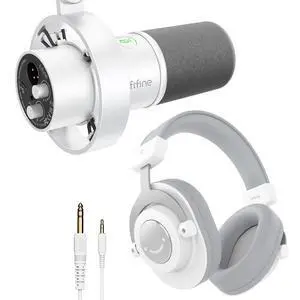 VoltSync Studio Recording Equipment Set, USB Dynamic Microphone with Headphones Bundle, XLR Podcast Mic with Headphones Jack with Over-Ear Headset for Vocal, Music Creation, Voice-Over (K688+H8 White) VoltSync Studio Recording Equipment Set, USB Dynamic Microphone with Headphones Bundle, XLR Podcast Mic with Headphones Jack with Over-Ear Headset for Vocal, Music Creation, Voice-Over (K688+H8 White)