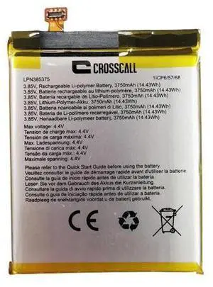 New LPN385375 3750mAh 14.43Wh 3.85V Li-Po Battery for Crosscall Core-X4 Replaces COX4BAT100 Grade A Cells 12-Month Warranty New LPN385375 3750mAh 14.43Wh 3.85V Li-Po Battery for Crosscall Core-X4 Replaces COX4BAT100 Grade A Cells 12-Month Warranty
