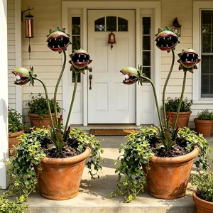 Whimsical Metal Carnivorous Plant Garden Stake, 25 Inch Large Venus Flytrap Monster Plant Sculpture, Durable Yard Art for Patios Planters Flower Beds Unique Quirky Garden Gift (2PCS B) Whimsical Metal Carnivorous Plant Garden Stake, 25 Inch Large Venus Flytrap Monster Plant Sculpture, Durable Yard Art for Patios Planters Flower Beds Unique Quirky Garden Gift (2PCS B)