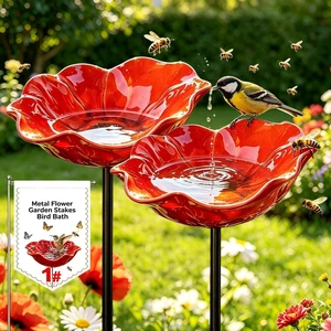 Metal Flower Garden Stakes Bird Bath, Handmade Metal Flower Garden Stake Everlasting Blooms Bowl Pollinator Watering Station, Mini Bird Bee Butterfly Puddler Decor for Outdoor Lawn Yard (2PCS A) Metal Flower Garden Stakes Bird Bath, Handmade Metal Flower Garden Stake Everlasting Blooms Bowl Pollinator Watering Station, Mini Bird Bee Butterfly Puddler Decor for Outdoor Lawn Yard (2PCS A)