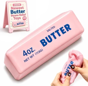 Crunchy Butter Squishy Asmr Bead Filled, Slow Rising Squeeze (Pink Butter A Crunchy Butter Squishy Asmr Bead Filled, Slow Rising Squeeze (Pink Butter A