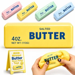 Crunchy Butter Squishy Asmr Bead Filled, Slow Rising Squeeze (Yellow) Crunchy Butter Squishy Asmr Bead Filled, Slow Rising Squeeze (Yellow)