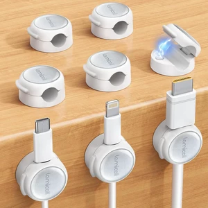 8 Pack Magnetic Cable Clips Cord Organizer - Silver Shine Design 8 Pack Magnetic Cable Clips Cord Organizer - Silver Shine Design