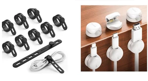 Cord Organizer, Spring Cable Management Clips + 10Pack Silicone Cable Ties Cord Organizer Wrap Cord Organizer, Spring Cable Management Clips + 10Pack Silicone Cable Ties Cord Organizer Wrap