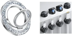 Crystal-Clear Cable Clips & Magnetic Phone Ring Crystal-Clear Cable Clips & Magnetic Phone Ring