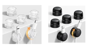 Rotating Cable Clips Black & Clear Rotating Cable Clips Black & Clear
