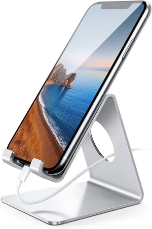Cell Phone Stand, Desk Phone Holder Cradle, Compatible with Phone 12 Mini 11 Pro Xs Max XR X 8 7 6 Plus SE, All Smartphones Charging Dock, Office Desktop Accessories - Silver Cell Phone Stand, Desk Phone Holder Cradle, Compatible with Phone 12 Mini 11 Pro Xs Max XR X 8 7 6 Plus SE, All Smartphones Charging Dock, Office Desktop Accessories - Silver