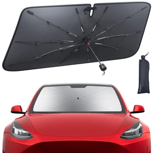 Tesla Model 3/Y Foldable Windshield Sunshade Umbrella UV Block 10-Rib Frame Tesla Model 3/Y Foldable Windshield Sunshade Umbrella UV Block 10-Rib Frame