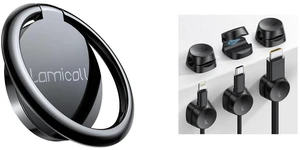 Phone Ring Holder + Spring Cord Organizer Clips Phone Ring Holder + Spring Cord Organizer Clips
