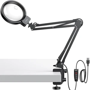 15X 10X Magnifying Glass with Light - 4.7" Real Glass Desk Lamp with Clamp Mount, 5 Color Modes, Dimmable Hands-Free LED Craft Light for Close Work, Reading, Sewing & Soldering, Hobby 15X 10X Magnifying Glass with Light - 4.7" Real Glass Desk Lamp with Clamp Mount, 5 Color Modes, Dimmable Hands-Free LED Craft Light for Close Work, Reading, Sewing & Soldering, Hobby