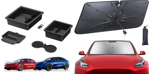 Center Console Organizer + Windshield Sunshade Umbrella for Tesla Model Y/3 Center Console Organizer + Windshield Sunshade Umbrella for Tesla Model Y/3