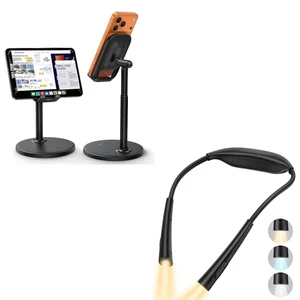 Cell Phone Stand for Desk and Ultra-Light Book Light for Neck Cell Phone Stand for Desk and Ultra-Light Book Light for Neck