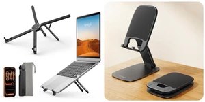 Ultra Lightweight Laptop Stand for Desk + Ultra Thin Foldable Cell Phone Stand Ultra Lightweight Laptop Stand for Desk + Ultra Thin Foldable Cell Phone Stand