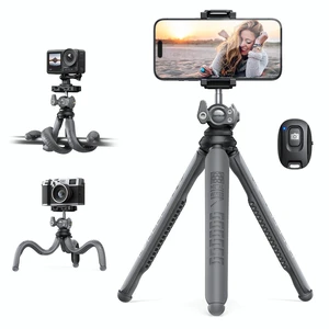 Tripod for iPhone - 3 in 1 Flexible Phone Tripod with Wireless Remote - iPhone Tripod Stand for Video Recording Vlogging Selfie iPhone Samsung Go Pro Digital Camera Grey Tripod for iPhone - 3 in 1 Flexible Phone Tripod with Wireless Remote - iPhone Tripod Stand for Video Recording Vlogging Selfie iPhone Samsung Go Pro Digital Camera Grey