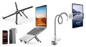 Ultra Lightweight Laptop Stand for Desk + Gooseneck Tablet Holder Ultra Lightweight Laptop Stand for Desk + Gooseneck Tablet Holder