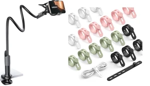 20Pack Silicone Cable Ties + Gooseneck Phone Holder 20Pack Silicone Cable Ties + Gooseneck Phone Holder