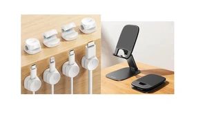 8Pack Cord Organizer & Ultra-Thin Cell Phone Stand 8Pack Cord Organizer & Ultra-Thin Cell Phone Stand