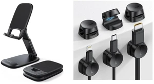 Desk Phone Stand + 1s Lock Spring Cord Clips Organizer Desk Phone Stand + 1s Lock Spring Cord Clips Organizer