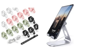20Pack Silicone Cable Ties + Tablet Stand 20Pack Silicone Cable Ties + Tablet Stand